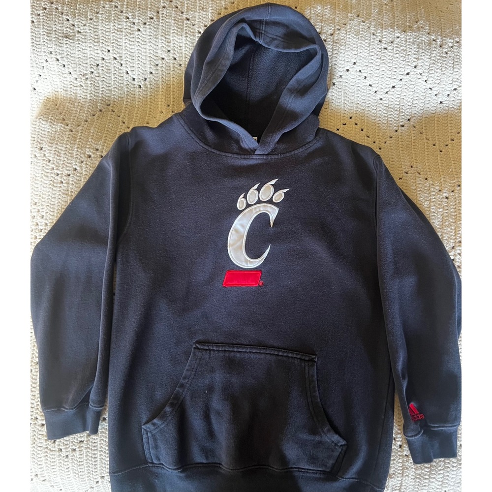Adidas Cincinnati Bearcats Youth Hoodie Black Sweatshirt Kids Size M 10/12 NCAA